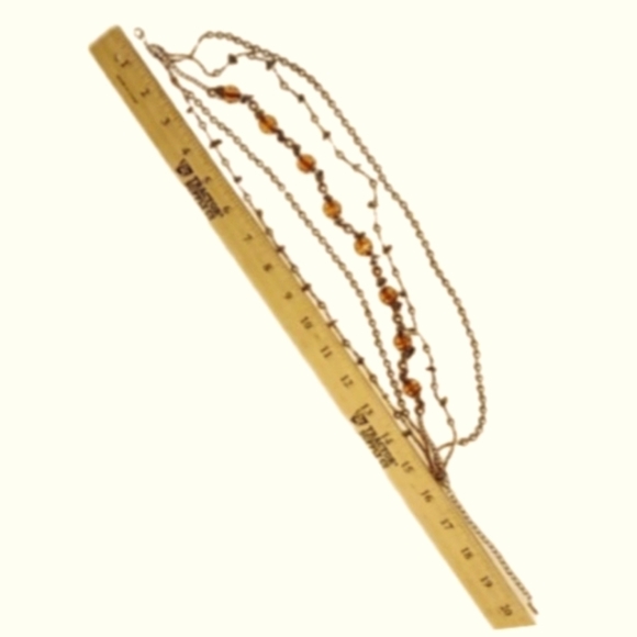 Vintage Necklace Multi-Strand Necklace Rose Gold Faux Pearls Umber Stones Beads - Picture 6 of 6